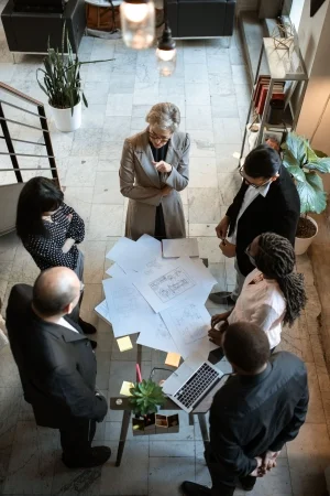 Project team working together on site